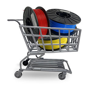 3D printer spools in a 3D-printed shopping cart