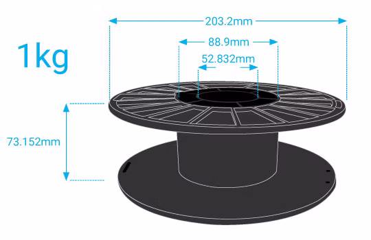 1kg filament spool dimension diagram