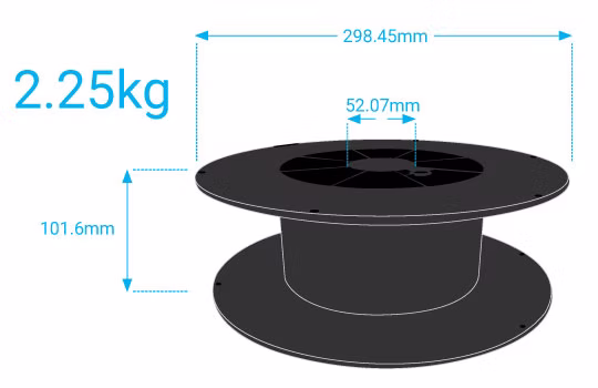 2.25kg filament spool dimensions diagram
